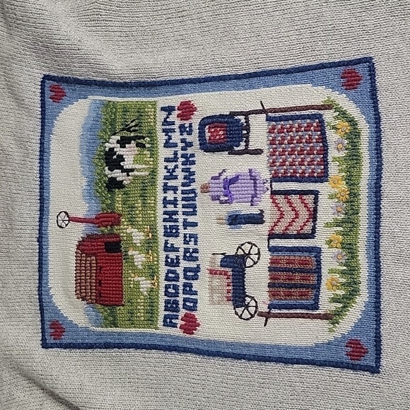 MARISA Christina Button Front Amish American Cross Stitch Cardigan size Medium - Picture 1 of 10
